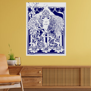 Poster Arte Nova Floral Psicodélico Vintage dos Anos 60
