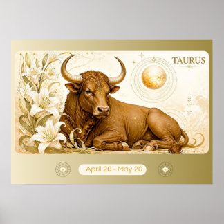 Poster Arte Nova Touro Arte de Parede Zodíaco