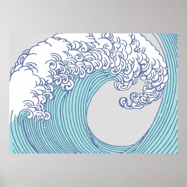 Poster Arte Oceânica Onda Surf Japonês (Frente)
