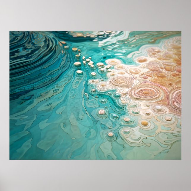 Poster Arte Oceânico Topográfico Abstrato (Frente)