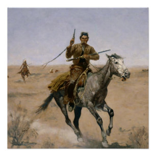 Póster Arte Ocidental de Frederic Remington “A Fuga”