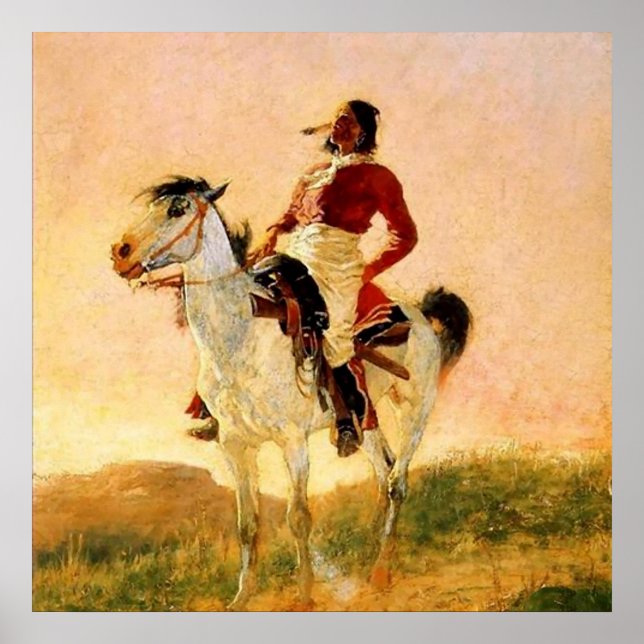 Poster Arte Ocidental de Frederic Remington “Comanche Mod (Frente)