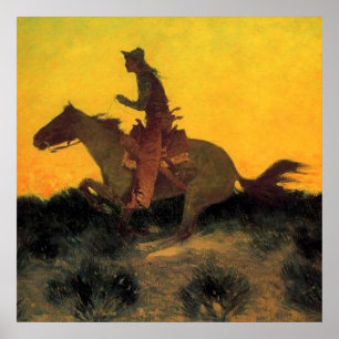Poster Arte Ocidental de Frederic Remington “Contra o Pôr