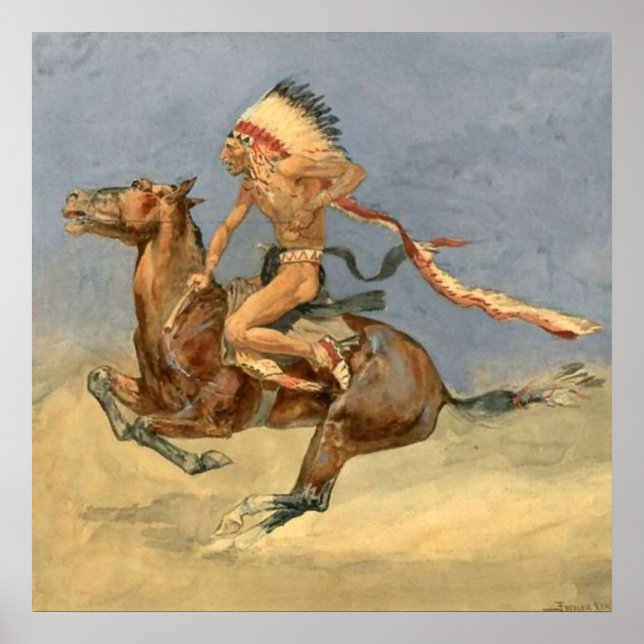 Poster Arte Ocidental de Frederic Remington “Dança de Gue (Frente)