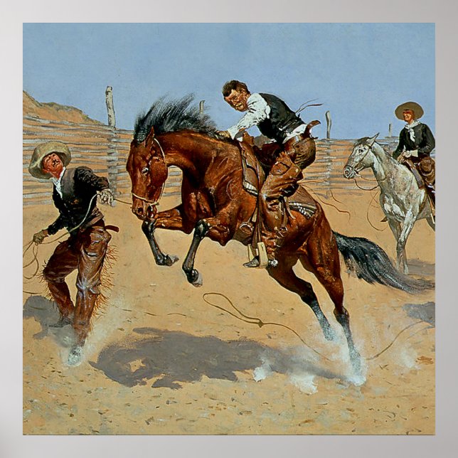 Poster Arte Ocidental de Frederick Remington “Solte-o” (Frente)