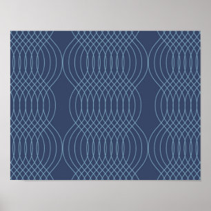 Poster Arte ondulada azul, decorativa, simples, moderna,