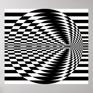 Póster Arte Op Contraste Círculos Concentrados 01