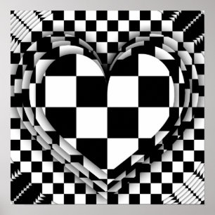 Poster Arte op do coração Checkered