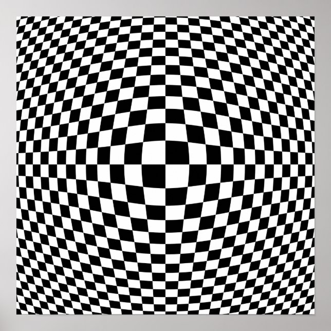 Poster Arte Op em preto e branco com verificação (Frente)