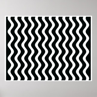 Poster Arte Op Preta e Branca Ondas Dois
