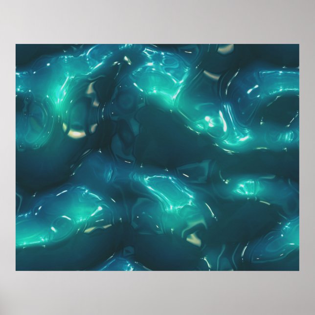 Poster Arte Orgânica Molde Ondas Sólidas Plásticas Profun (Frente)