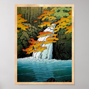 Poster Arte oriental legal da cachoeira de Kawase Senju