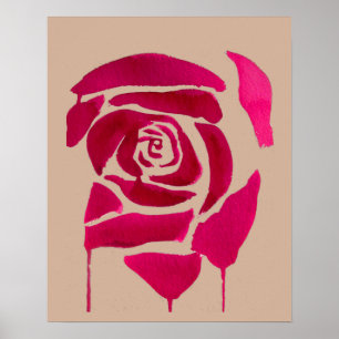 Póster Arte original Abstrato floral Rosa