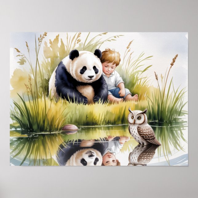 POSTER ARTE ORIGINAL AQUARELA DE ANIMAIS RELAXANDO  (Frente)