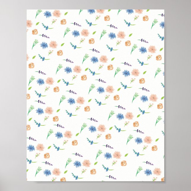 Poster Arte Original de Flores Silvestres em Aquarela (Frente)