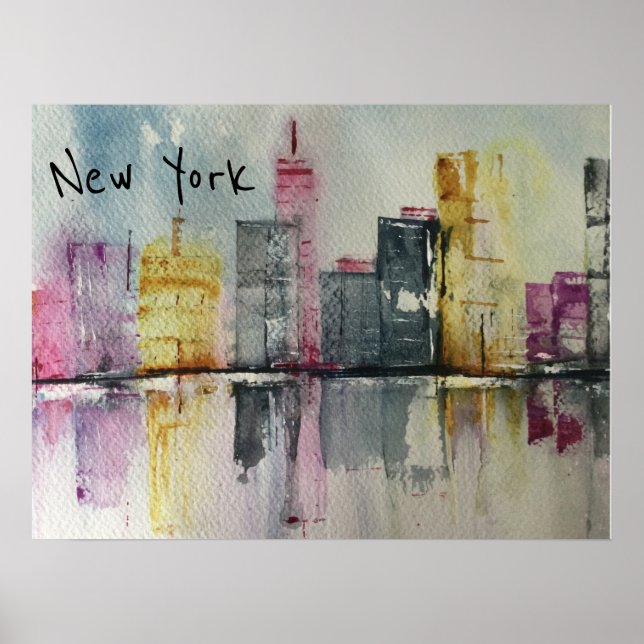 Poster Arte original de Nova Iorque NYC Skyline Cityscape (Frente)