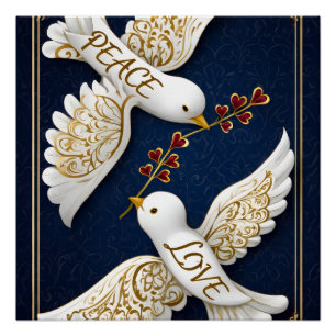 Póster Arte Ornada de Pombo da Paz & Amor
