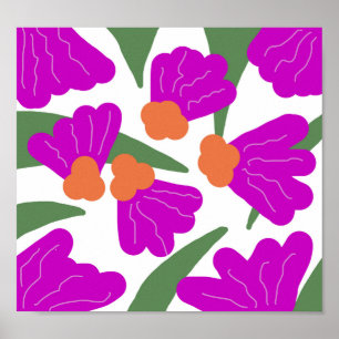 Poster Arte Ousada de Doodle Floral Pop Retro Moderno Vin
