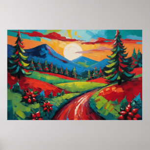 Poster Arte Paisagem Colorida no Interior