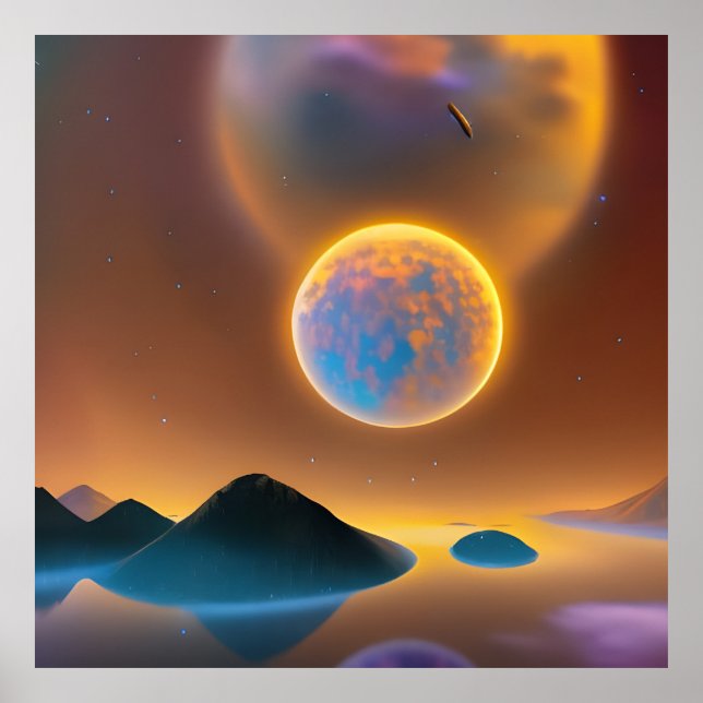 Poster Arte paisagística da lua (Frente)