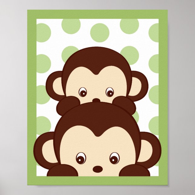 Póster Arte para parede de berçário Mod Pod Pop Monkey (Frente)