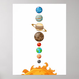 Poster Arte para Parede de Quarto Infantil do Sistema Sol