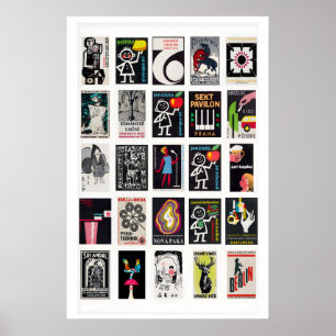 Poster Arte para parede em grid de rótulos de caixa de fó