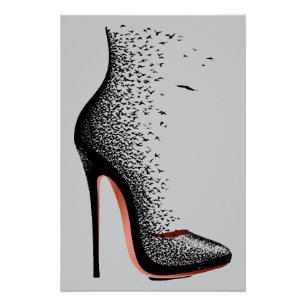 Póster Arte para Parede High Heel Birds – Sapato de Moda