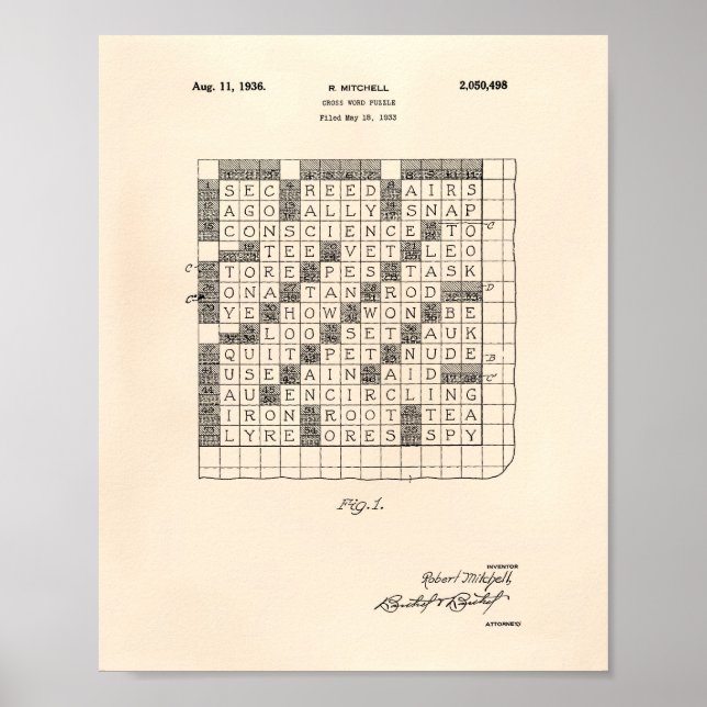 Póster Arte Patente Quebra-cabeça de 1936 (Frente)