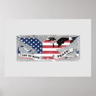 Poster Arte Patriótica Americana da Águia Paz