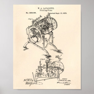 Poster Arte Peper velho da patente da máquina impressora