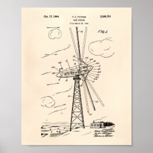 Póster Arte Peper velho da patente da turbina eólica 194
