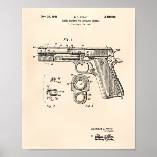 Póster Arte Peper velho da patente das pistolas