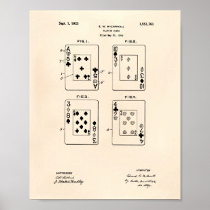 Póster Arte Peper velho da patente dos cartões de jogo