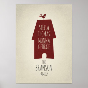 Póster Arte personalizada da parede dos nomes de família