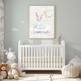 Poster Arte Personalizada de Aquarela de Coelho Sonolento