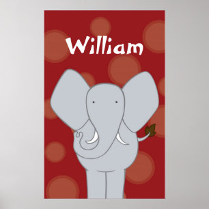 Poster Arte Personalizada de Elefante para Quarto de Bebê