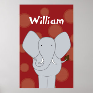Poster Arte Personalizada de Elefante para Quarto de Bebê