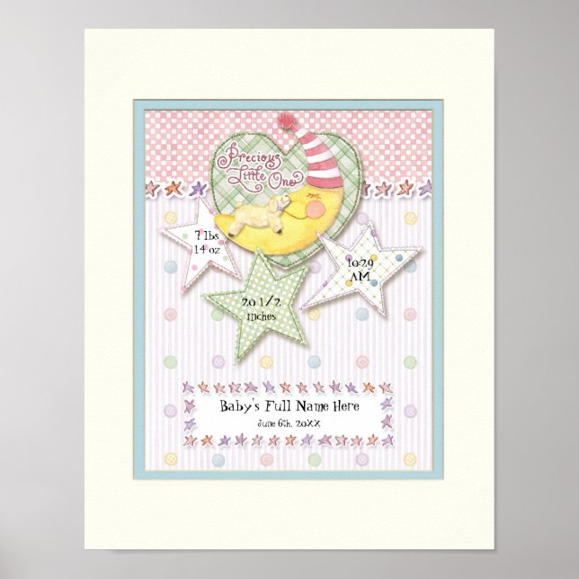 Póster Arte personalizada de parede de nomes de bebês par (Frente)