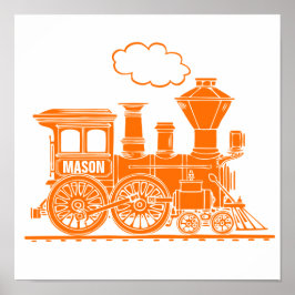 Póster Arte personalizada de trem a vapor laranja para qu
