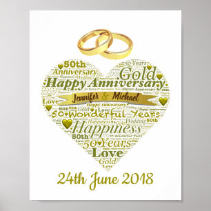 Poster Arte personalizada do 50º aniversário de casamento