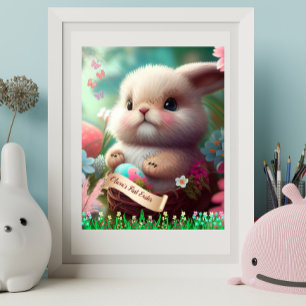 Poster Arte Personalizada Do Coelho Da Páscoa Bonita