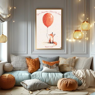 Póster Arte Personalizada para Berçário – Raposa com Balã