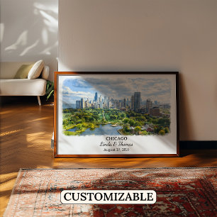 Poster Arte Personalizada para Parede de Chicago, Cartaz