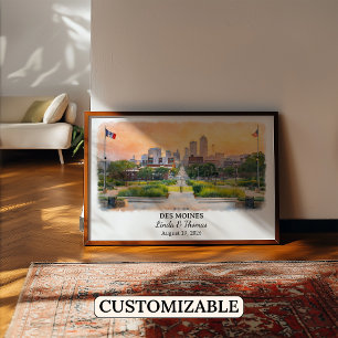 Poster Arte Personalizada para Parede de Des Moines, Cart