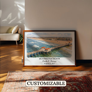 Poster Arte Personalizada para Parede de Huntington Beach