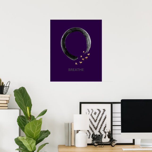 Poster Arte personalizável do Círculo Zen Enso BREATHE Gi (Escritório em casa)