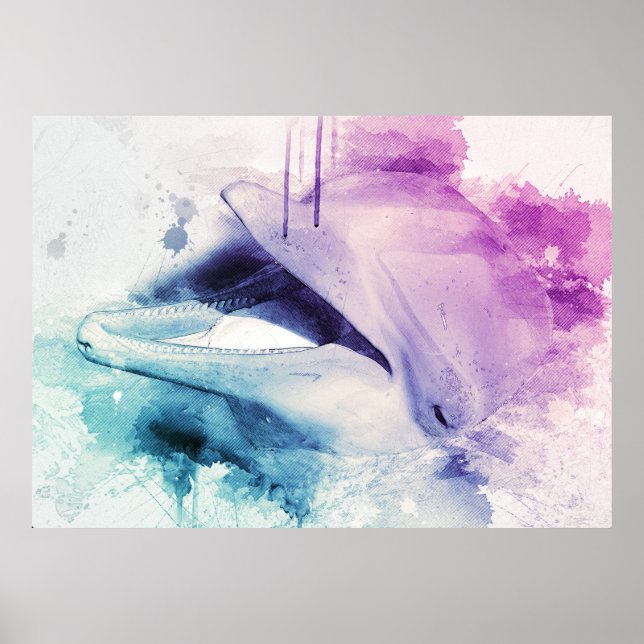Poster Arte pintada com golfinhos (Frente)