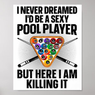 Poster Arte Piscina Engraçada Para Homens Mulheres Bilhar