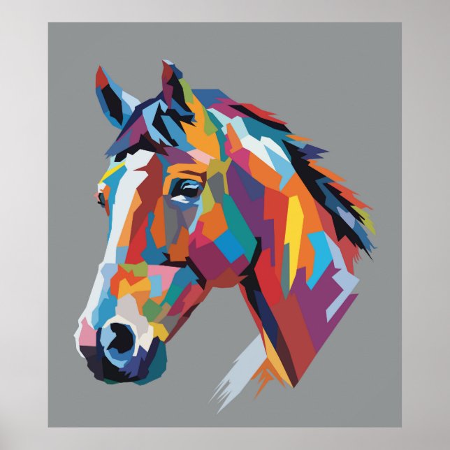 Poster Arte pop cavalo cabeça (Frente)